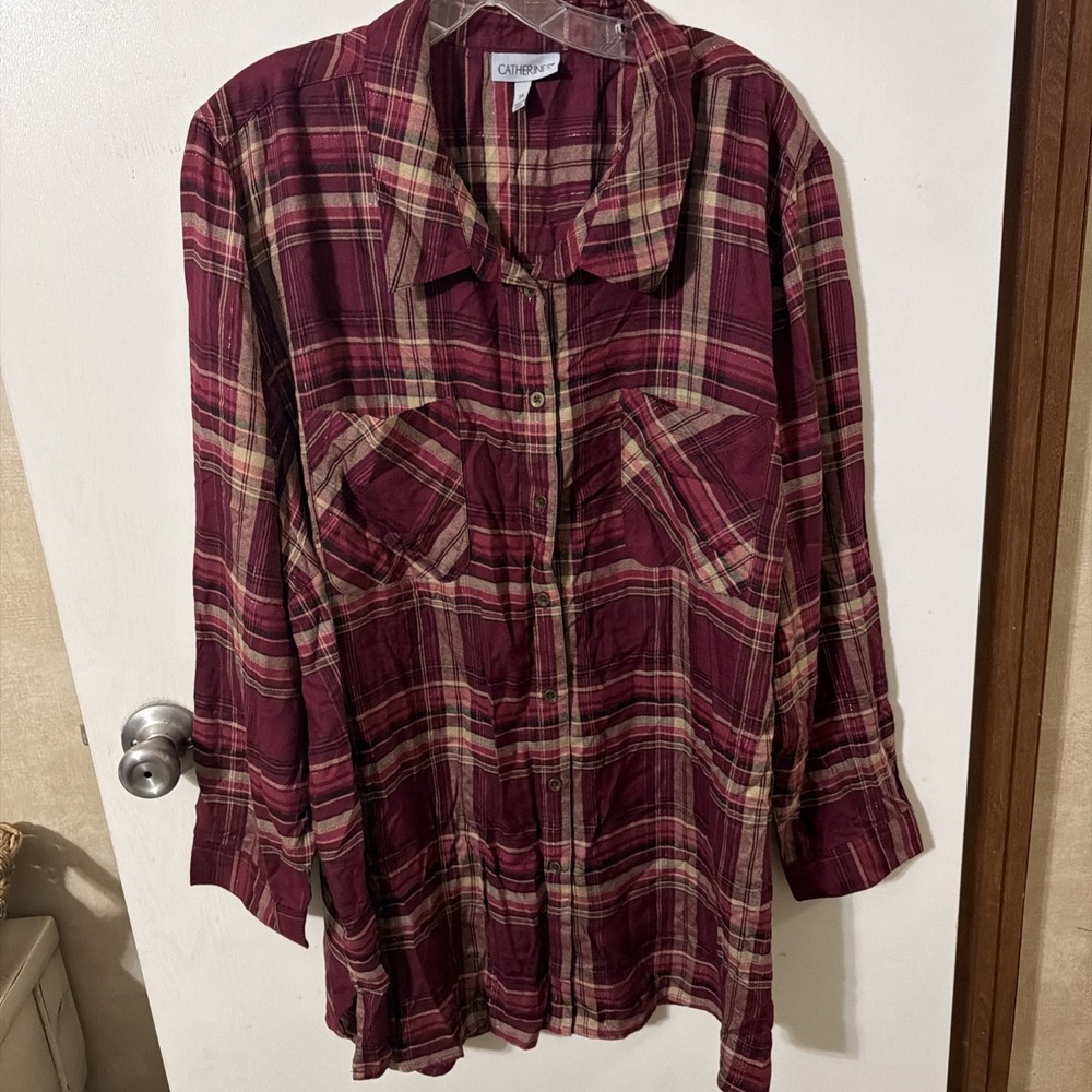 Catherines Button Down Shirt Size 3X Long Sleeve